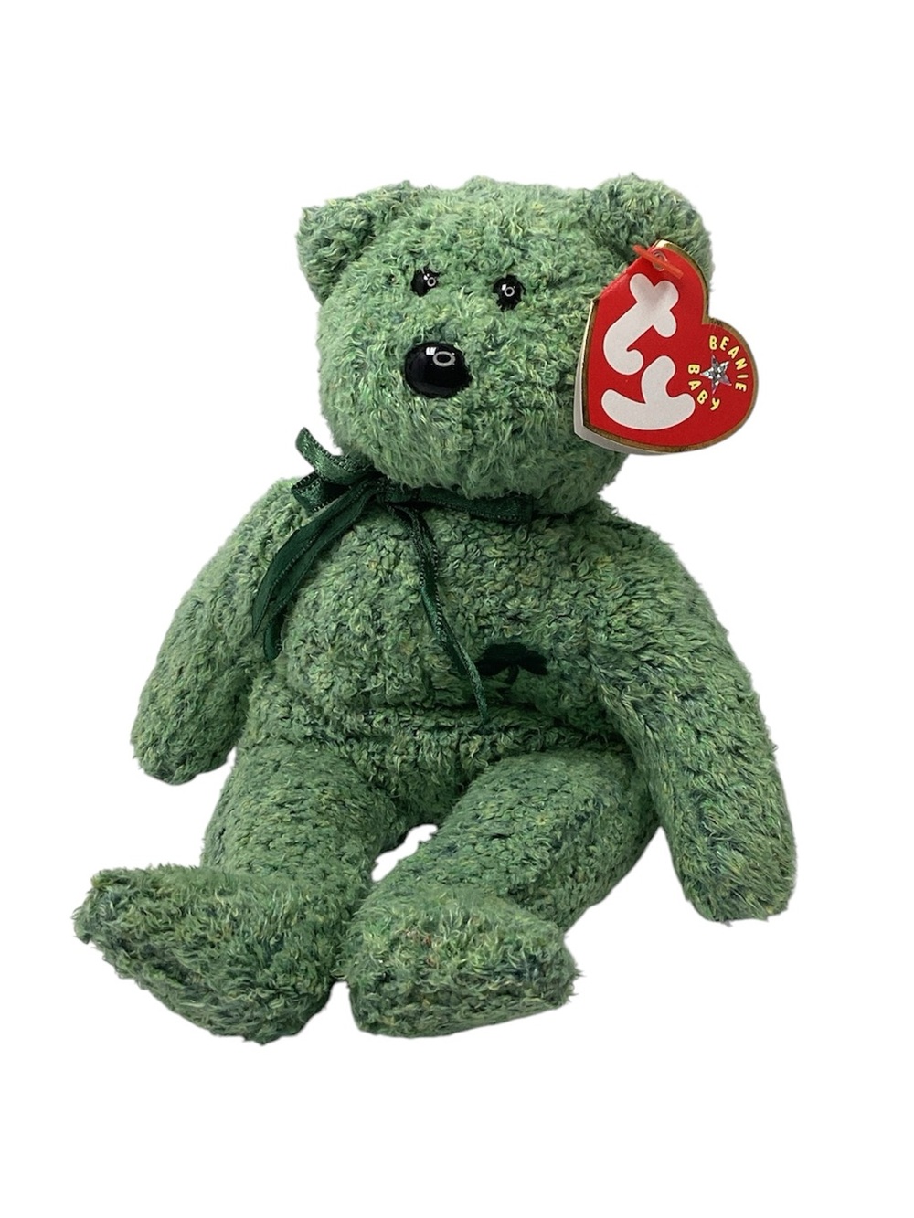 🐵 TY “Shamrock” Beanie Baby Plush Bear with Bow